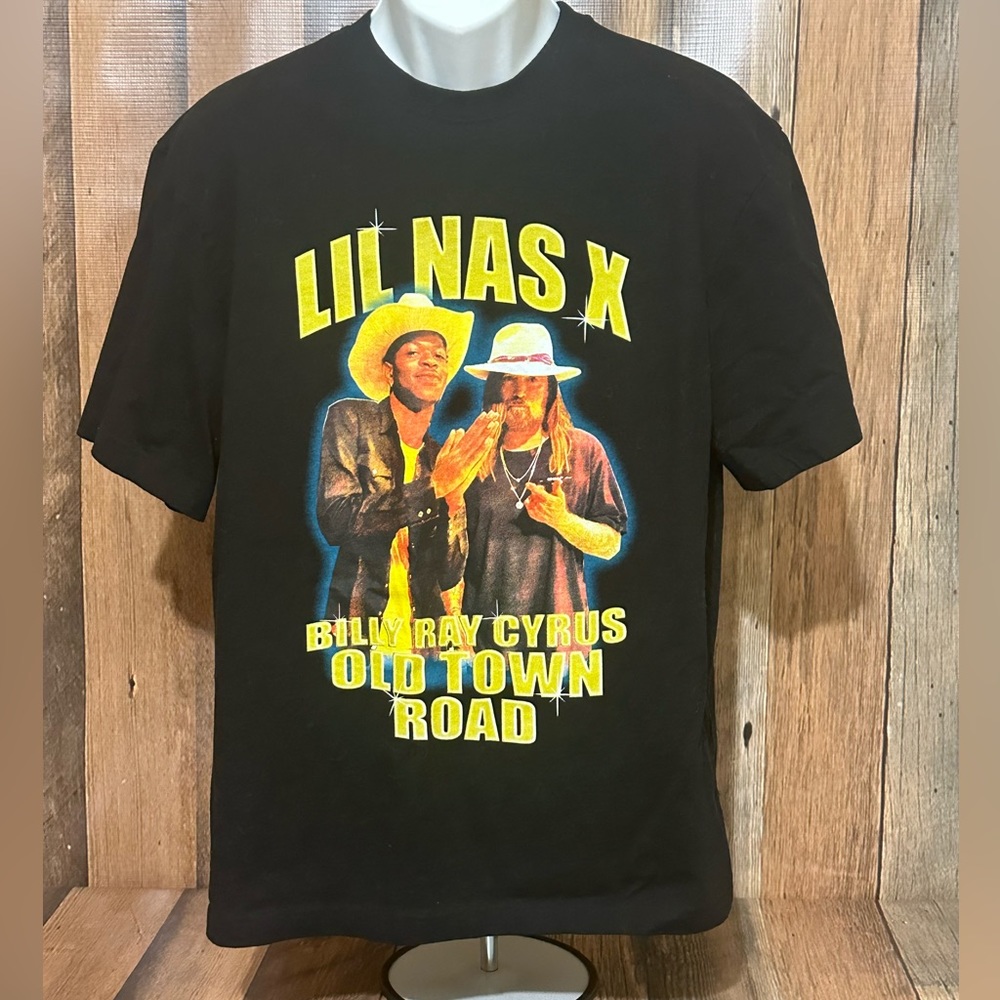 Lil Nas X Billy Ray Cyrus Old Town Road Black T-Shirt Medium